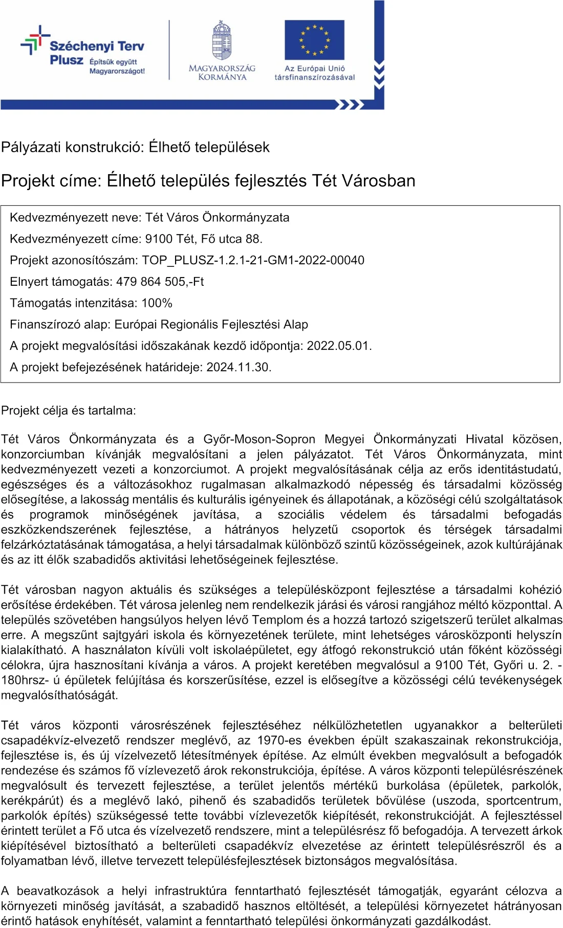 Élhető település projekt